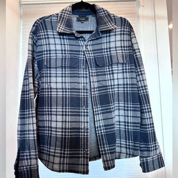 Vince Windowpane Wool Blend Shirt Jacket